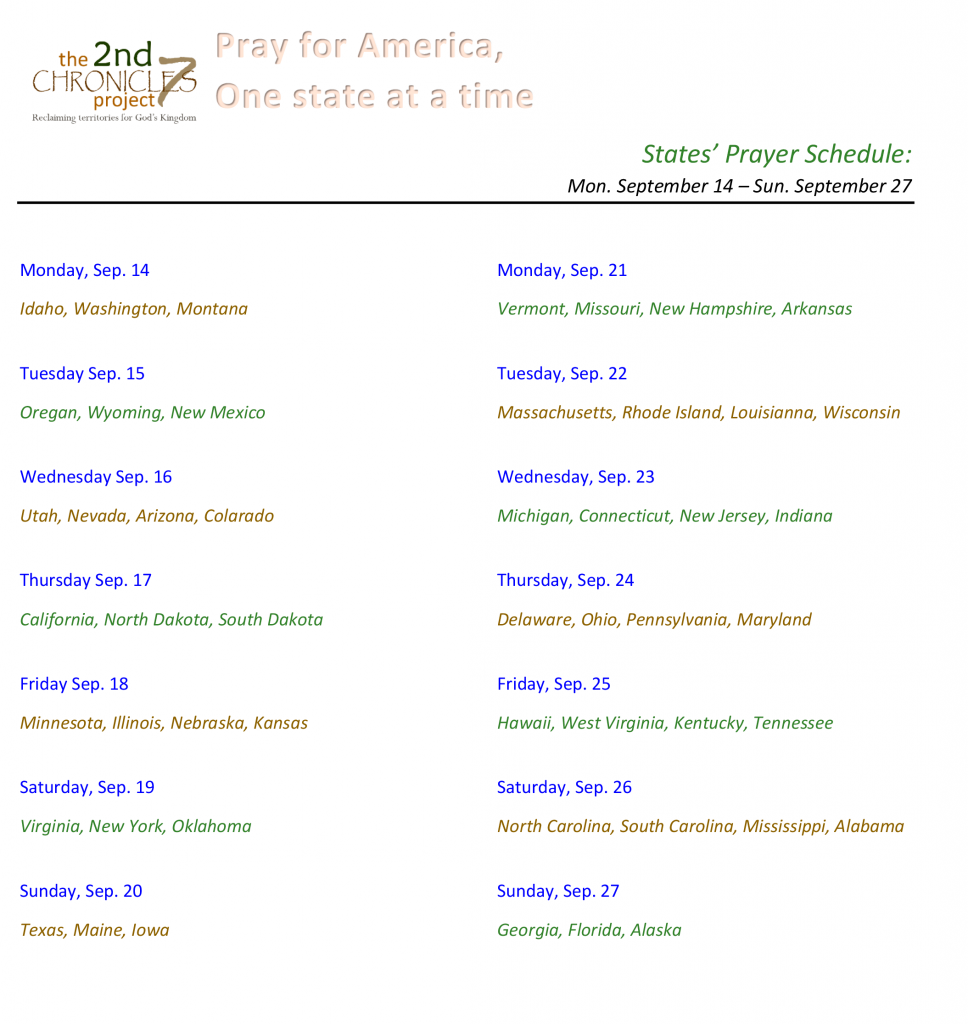 States Prayer Schedule